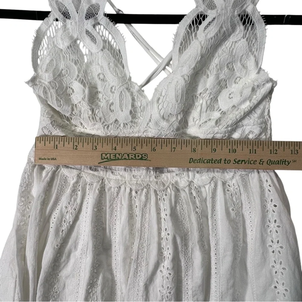 Large Three bird nest white lace bohemian dress work pockets - Picture 6 of 13